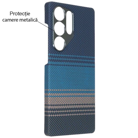 Husa fibra de carbon MagSafe SILKASE pentru Samsung S25 Ultra, aramid kevlar, metal camera, Moonrise (S25 Ultra, H2776) by www.silkase.ro