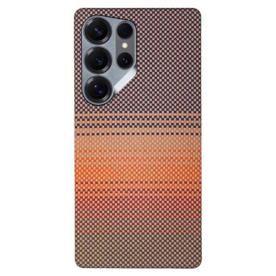 Husa fibra de carbon MagSafe SILKASE pentru Samsung S25 Ultra, aramid kevlar, metal camera, sunset (S25 Ultra, H2775) by www.silkase.ro