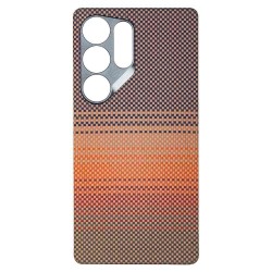 Husa fibra de carbon MagSafe SILKASE pentru Samsung S25 Ultra, aramid kevlar, metal camera, sunset