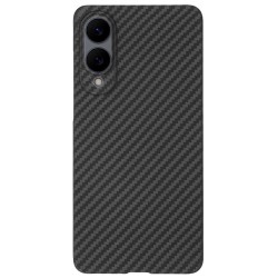 Husa fibra de carbon SILKASE pentru Samsung S25 Edge, aramid kevlar, negru mat