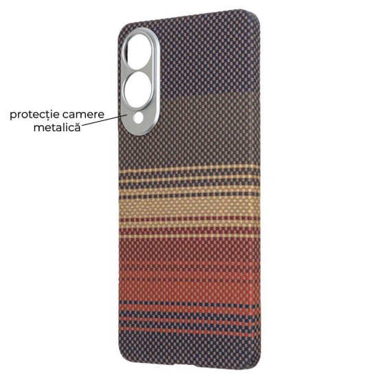 Husa fibra de carbon MagSafe SILKASE pentru Samsung S25 Edge, aramid kevlar, metal camera, sunset (S25 Edge, H2779) by www.silkase.ro