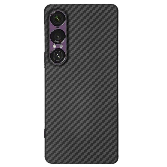 Husa fibra de carbon SILKASE pentru Sony Xperia 1 VII, aramid kevlar, negru mat (Xperia 1 VII, H2782) by www.silkase.ro