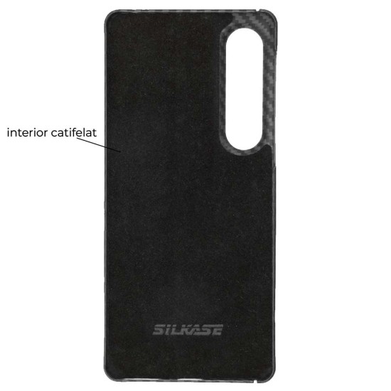 Husa fibra de carbon SILKASE pentru Sony Xperia 1 VII, aramid kevlar, negru mat (Xperia 1 VII, H2782) by www.silkase.ro