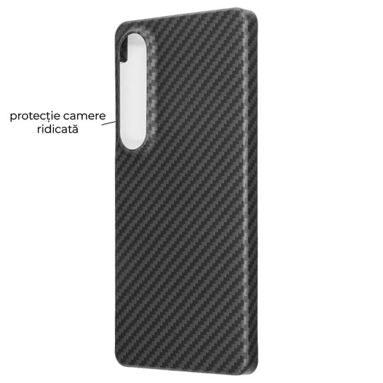 Husa fibra de carbon SILKASE pentru Sony Xperia 1 VII, aramid kevlar, negru mat (Xperia 1 VII, H2782) by www.silkase.ro