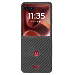 Husa fibra de carbon SILKASE pentru Motorola Razr 60 Ultra, aramid kevlar, negru mat