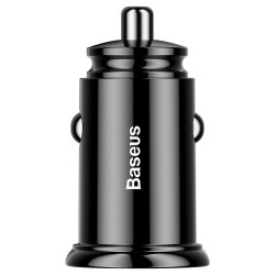 Incarcator auto Baseus, USB/ Type-C, Max 30W, carbon negru