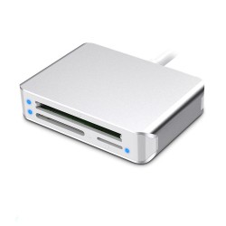 Cititor card SILKASE USB 3.0 la Micro SD/ SD/ CF, metalic alb
