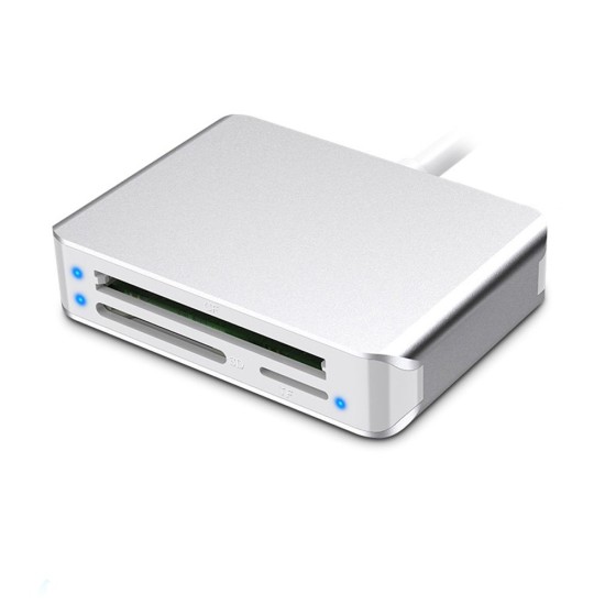 Cititor card SILKASE USB 3.0 la Micro SD/ SD/ CF, metalic alb (Cititoare carduri, L0065) by www.silkase.ro