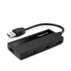 Hub Rocketek USB 4 porturi 3.0/ USB 3.0, culoare negru