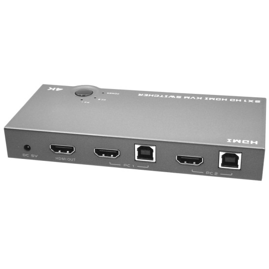 Switch KVM multifunctinal SILKASE, Hub 4 x USB, 2 x input HDMI 4K, 1 x HDMI 4K output, metalic gri (Switch KVM, L0071) by www.silkase.ro