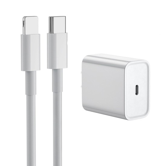 Incarcator si cablu 20W SILKASE, cablu lighting - Usb Type C, culoare alba (Incarcatoare, L0072) by www.silkase.ro