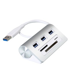 Hub SILKASE 3 porturi USB 3.0/ Micro SD/ SD/ CF, culoare alb
