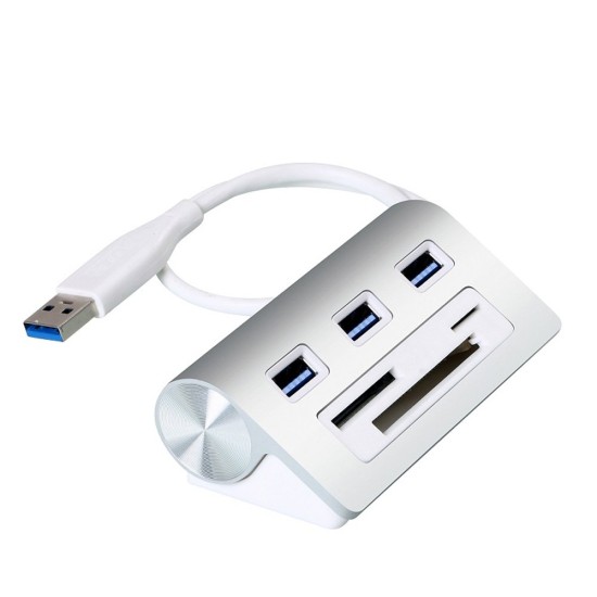Hub SILKASE 3 porturi USB 3.0/ Micro SD/ SD/ CF, culoare alb (Hub uri, L0073) by www.silkase.ro