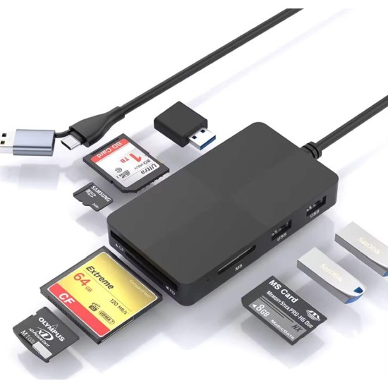 Hub SILKASE, adaptor pentru cititor de carduri, USB3.0/ USB-C, 5Gbps (Cititoare carduri, L0097) by www.silkase.ro
