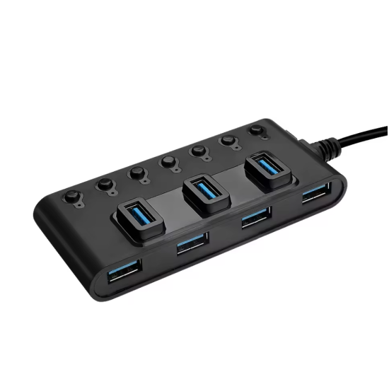 Switch SILKASE, individual multiporturi de mare viteză 3.0 5 Gbps Adaptor USB Splitter 7 porturi Hub 7 în 1 USB (Hub uri, L0098) by www.silkase.ro