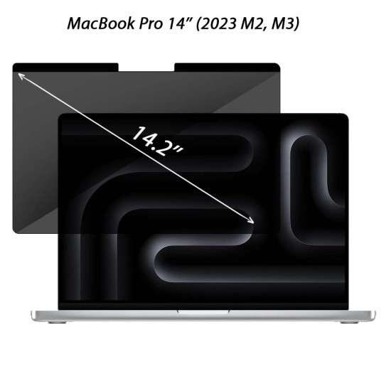 Folie magnetica privacy 360 SILKASE pentru Apple MacBook Pro 14 inch (2023), model compatibil A2992 / A2918 / A2779,  full display, anti-reflexie (Protectie laptop, L0105) by www.silkase.ro