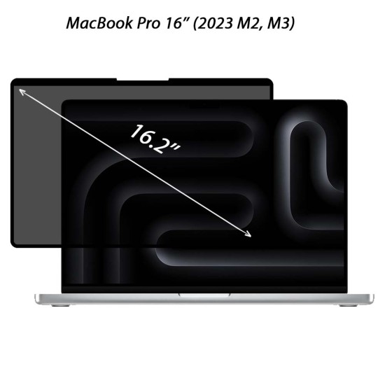 Folie privacy 360 SILKASE pentru Apple MacBook Pro 16 inch (2023), model compatibil A2991 / A2780, full display, anti-reflexie (Protectie laptop, L0107) by www.silkase.ro