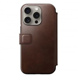 Carcasa Flip Nomad Modern pentru Apple Iphone 15 Pro, piele maro