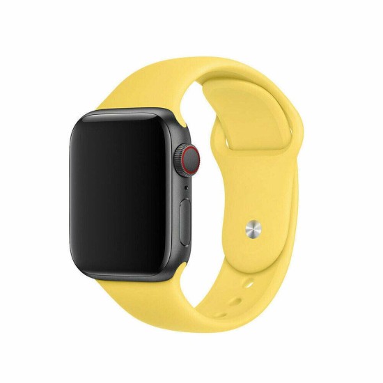 SILKASE Curea Silicon Lichid (Liquid) Apple Watch 49mm/46mm/45mm/44mm/42mm (Ultra 3-1 / Seria 11-1 / SE), Galben (Curele Ceas, W0065) by www.silkase.ro