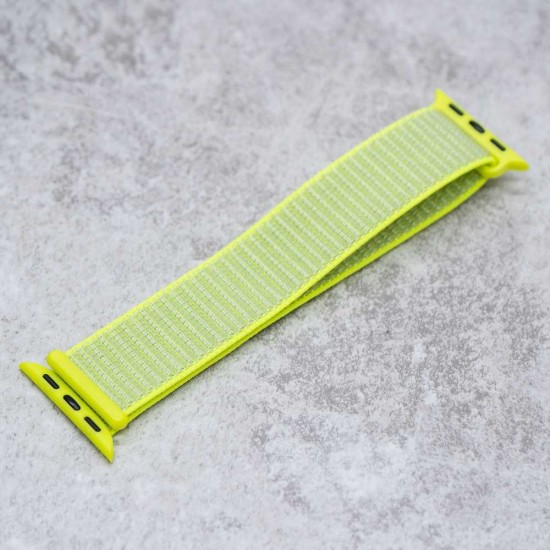 SILKASE Curea Textilă Sport Apple Watch 42mm/41mm/40mm/38mm (Seria 11-1 / SE), Galben Fluo (Curele Ceas, W0139) by www.silkase.ro