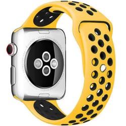 SILKASE Curea Sport Silicon Lichid Apple Watch 42/41/40/38mm (Seria 11/SE), Galben/Negru