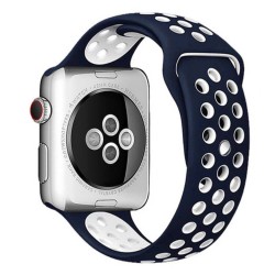 SILKASE Curea Sport Silicon Lichid Apple Watch 42/41/40/38mm (Seria 11/SE), Albastru Închis/Alb