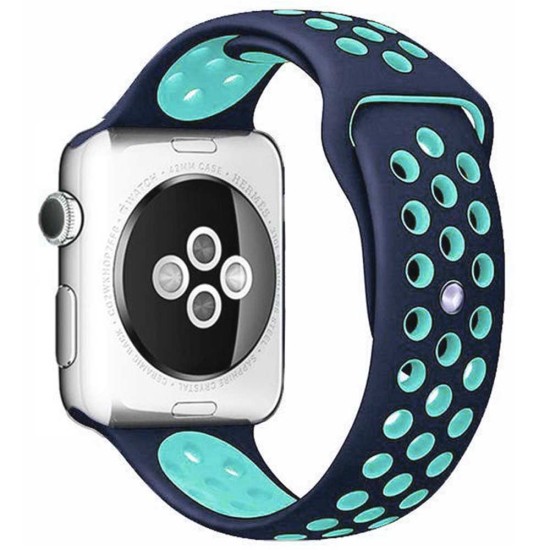 Curea SILKASE pentru Apple iWatch, Sport Liquid silicone, 38/40/41mm, albastru inchis/albastru cyan (SILKASE, Apple) by www.silkase.ro SILKASE Curea Sport Silicon Lichid Apple Watch 42/41/40/38mm (Seria 11/SE), Albastru Închis/Albastru Cyan (Apple, W0983) by www.silkase.ro