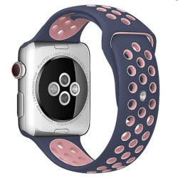 SILKASE Curea Sport Silicon Lichid Apple Watch 42/41/40/38mm (Seria 11/SE), Albastru Închis/Roz Pal