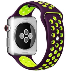 SILKASE Curea Sport Silicon Lichid Apple Watch 42/41/40/38mm (Seria 11/SE), Violet/Verde Neon