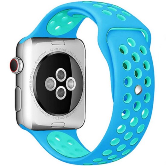 Curea SILKASE pentru Apple iWatch, Sport Liquid silicone, 42/44/45mm, albastru/albastru cyan (SILKASE, Apple) by www.silkase.ro SILKASE Curea Sport Silicon Lichid Apple Watch 49/46/45/44/42mm (Ultra 3-1/Seria 11-1/SE), Albastru/Albastru Cyan (Apple, W1020) by www.silkase.ro