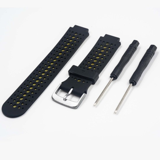 Curea GARMIN Rugged Silicon Lichid Forerunner (15mm), Negru/Galben (SmartWatch & Ceas, W1136) by www.silkase.ro