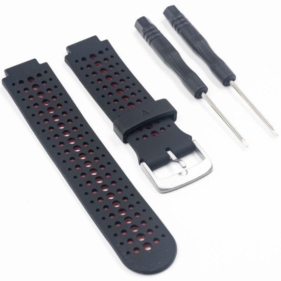 Curea GARMIN Rugged Silicon Lichid Forerunner (15mm), Negru/Roșu (SmartWatch & Ceas, W1138) by www.silkase.ro