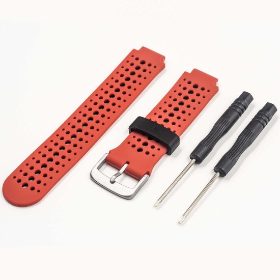 Curea GARMIN Rugged Silicon Lichid Forerunner (15mm), Roșu/Negru (SmartWatch & Ceas, W1143) by www.silkase.ro