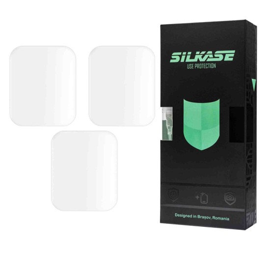 Set 3 folii mate SILKASE pentru Apple Watch SE 2023 40mm, silicon, regenerabil, Full-display (SILKASE, Folie silicon smartwatch mate) by www.silkase.ro SILKASE Set 3 Folii Silicon Regenerabil Full-display Apple Watch 42/41/40/38mm (Seria 11/9/8/SE), Mat (Folie silicon smartwatch mate, W1228) by www.silkase.ro
