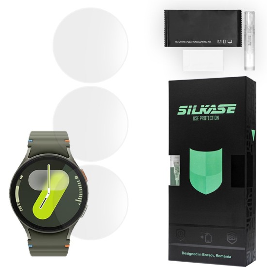 Set 3 folii mate SILKASE Samsung Galaxy Watch 7, 40mm, silicon, regenerabil, Full-display (SILKASE, Folie silicon smartwatch mate) by www.silkase.ro SILKASE Set 3 Folii Silicon Regenerabil Full-display Samsung Galaxy Watch 7 (40mm - 1.3 inch), Mat (Folie silicon smartwatch mate, W1242) by www.silkase.ro