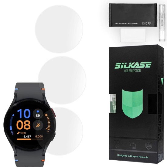Set 3 folii mate SILKASE Samsung Galaxy Watch FE, 40mm, silicon, regenerabil, Full-display (SILKASE, Folie silicon smartwatch mate) by www.silkase.ro SILKASE Set 3 Folii Silicon Regenerabil Full-display Samsung Galaxy Watch FE (40mm - 1.2 inch), Mat (Folie silicon smartwatch mate, W1248) by www.silkase.ro