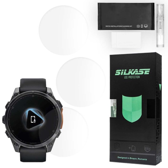 SILKASE Set 3 Folii Silicon Regenerabil Full-display Garmin Fenix 8 (42mm - 1.2 inch), Mat (Folie silicon smartwatch mate, W1254) by www.silkase.ro