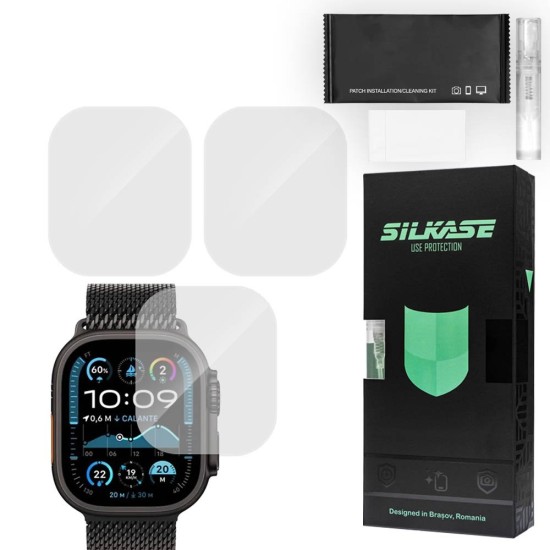 SILKASE Set 3 Folii Silicon Regenerabil Full-display Apple Watch Ultra 3/2/1 (49mm - 1.92 inch), Lucios (Folie Silicon Smartwatch, W1259) by www.silkase.ro