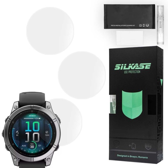SILKASE Set 3 Folii Silicon Regenerabil Full-display Garmin Fenix E (47mm - 1.3 inch), Mat (Folie silicon smartwatch mate, W1262) by www.silkase.ro