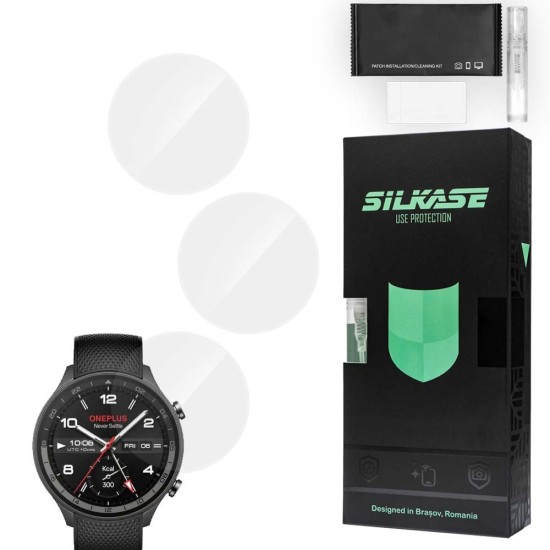 SILKASE Set 3 Folii Silicon Regenerabil Full-display OnePlus Watch 2R (46mm - 1.43 inch), Lucios (Folie Silicon Smartwatch, W1263) by www.silkase.ro