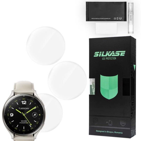 SILKASE Set 3 Folii Silicon Regenerabil Full-display Xiaomi Watch 2 (46mm - 1.43 inch), Lucios (Folie Silicon Smartwatch, W1267) by www.silkase.ro