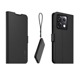 Husă Tip Carte Book Stand cu Șnur pentru Xiaomi Redmi Note 13 Pro 5G, Negru
