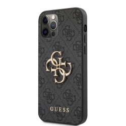 Husă Premium Guess PU 4G Metal Logo pentru iPhone 12 Pro Max, Gri Husă Premium Guess PU 4G Metal Logo pentru iPhone 12 Pro Max, Gri