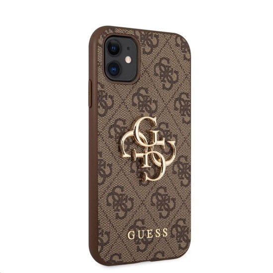 Husa de Protectie Guess PU 4G Metal Logo pentru iPhone 11, Brown (Bakr, GUHCN614GMGBR) by www.silkase.ro