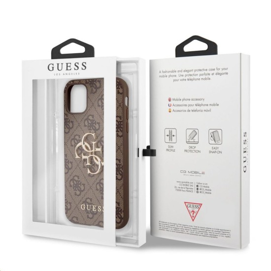 Husa de Protectie Guess PU 4G Metal Logo pentru iPhone 11, Brown (Bakr, GUHCN614GMGBR) by www.silkase.ro