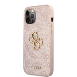 Husa Guess PU 4G Metal Logo pentru iPhone 12 / 12 Pro, Roz