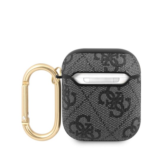 Husa Guess 4G Script pentru AirPods 1/2, PC/PU, Black (Bakr, GUA24GSMK) by www.silkase.ro