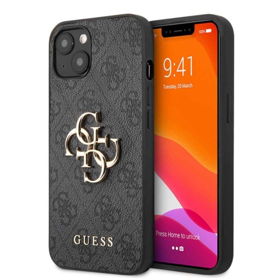Husa Guess PU 4G Metal Logo pentru iPhone 13, Gri (Bakr, GUHCP13M4GMGGR) by www.silkase.ro