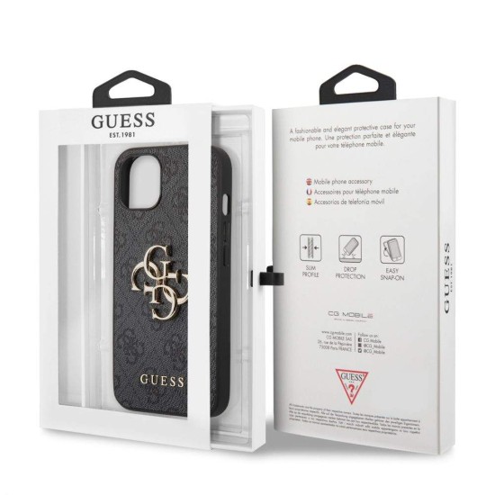 Husa Guess PU 4G Metal Logo pentru iPhone 13, Gri (Bakr, GUHCP13M4GMGGR) by www.silkase.ro