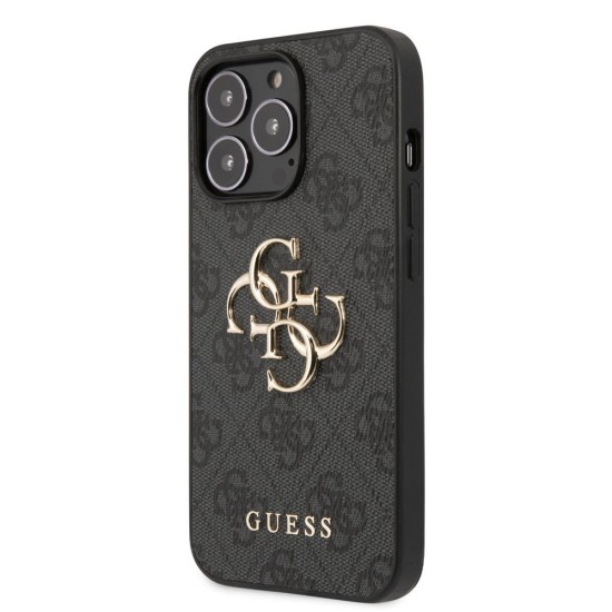 Husa Guess PU 4G Metal Logo pentru iPhone 13 Pro Max, Grey (Bakr, GUHCP13X4GMGGR) by www.silkase.ro